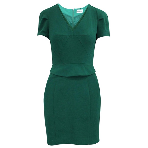 Reiss Dresses Reiss Marcia Peplum Vneck Dress Green Size 4 Poshmark